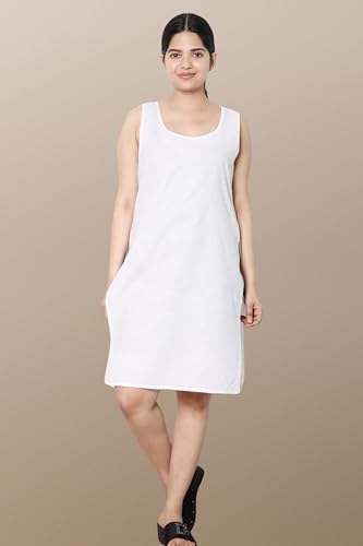 Image of KASANI Women's Camisole Cotton Long Knee-Length Sameej /Slip /Inner, Sleeveless, Pack of 2