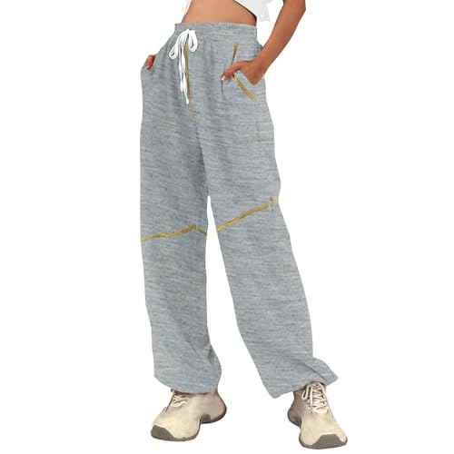 Pantalon de jogging pour femme décontracté avec poches gris en taille L