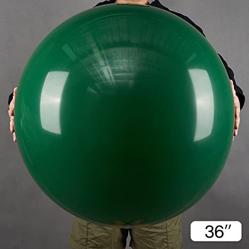 Image of PartyWoo Dark Green Balloons 4pcs 36 Inch Emerald Hunter Forest Green Balloons for Wedding Boy Baby Shower Birthday Christmas Graduation Dinosaur Jungle Golf Theme Party Decorations Green-Y56