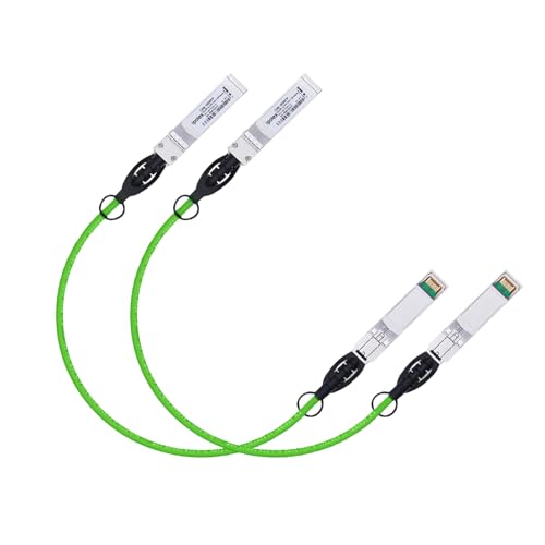 Image of ipolex Colored 10G SFP+ Twinax Cable, Direct Attach Copper(DAC) Passive Cable in Green, 0.5m (1.64ft), for Cisco SFP-H10GB-CU0.5M, Meraki, Ubiquiti, Mikrotik, Intel, Fortinet, Netgear, D-Link, 2 Pack