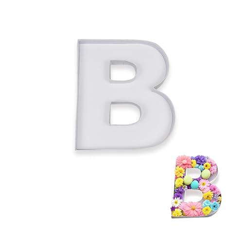10"B Shaped Cardboard Letter Mache Chocolate Sweets Candy Container Box (White, B)