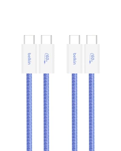 Image of Belkin USB C to USB C 60W Braided Cable 2 Pack, 3.3ft iPhone Charger Cord
