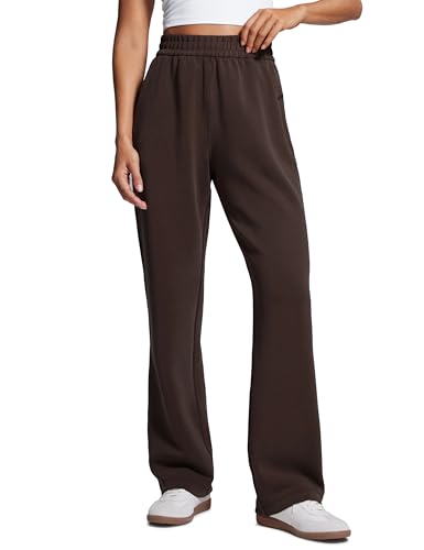 CRZ YOGA SoftAura Straight Leg Casual Sweatpants Women 30 - Modal Lounge Travel Pants with Pockets Hot Fudge Brown Medium