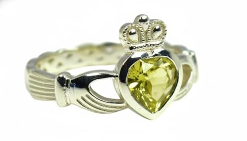 Image of Choose Your Color Natural Gemstone Irish Claddagh Silver Ring Friendship Love 55 Carat Brand Size 5 to 12