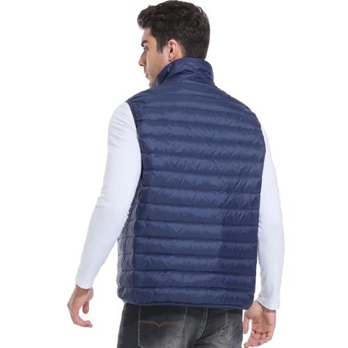 Image of Down Vest for Men Packable Full Zip Stand Collar Down Outerwear Winter Gilet for Golf