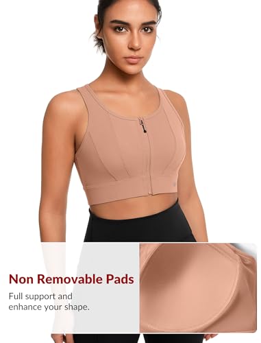 Image of Yvette Front Closure High Impact Sports Bra for Women | Cup Sizes A to DDD Up to 5XL, Sewn in Pads, No Underwire, Breathable Fabric Moisture-Wicking, Easy on and off, Full Coverage