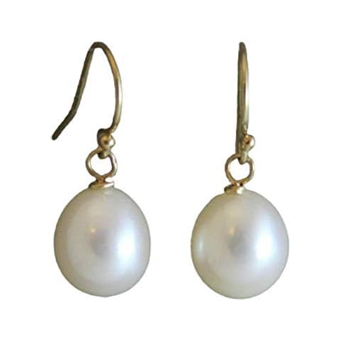 Cultured Freshwater Pearl Gold Drop Earrings Cover