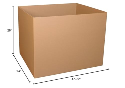 Image of BOX USA Moving Boxes Large 48 inchL x 24 inchW x 28 inchH 5-Pack, Cardboard Box for Shipping, Moving, Mailing, Packing, Packaging and Storage