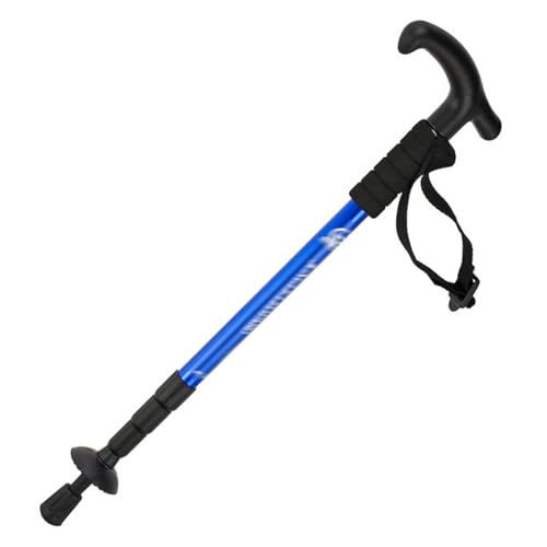 YANGMIAN Trekking Poles Hiking- Walking Poles with Antishock and Quick Lock System, Telescopic, Collapsible, Ultralight for Camping, Backpacking,Blue Curved Handle