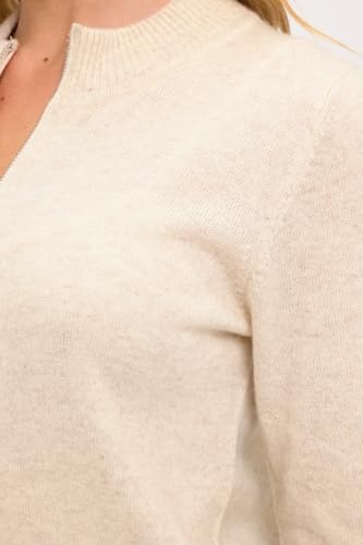 Image of Women's 100% Cashmere Soft Long Sleeve Crew Neck Open Zip Cardigan