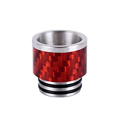 WOLFTEETH Carbon Fiber Plus Stainless Steel 810 Drip Tip Mouthpieces for Electronic Cigarette Vape Tank Vaping Devices | Nicotine Free/Short Type Red 125904