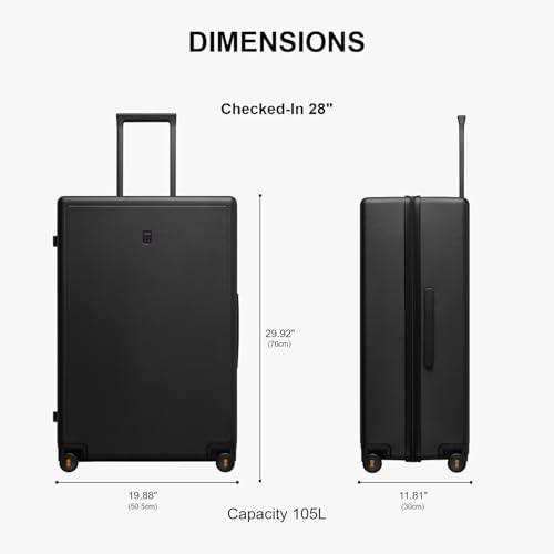Image of LEVEL8 Checked Luggage 28 Inch, Large Hardside Suitcases with Wheels, Black