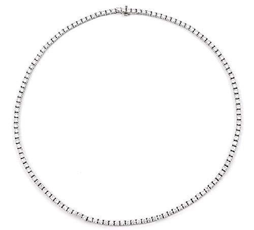 argento 925 Collana Collier Tennis in Argento RODIATO Oro Bianco con ZIRCONI