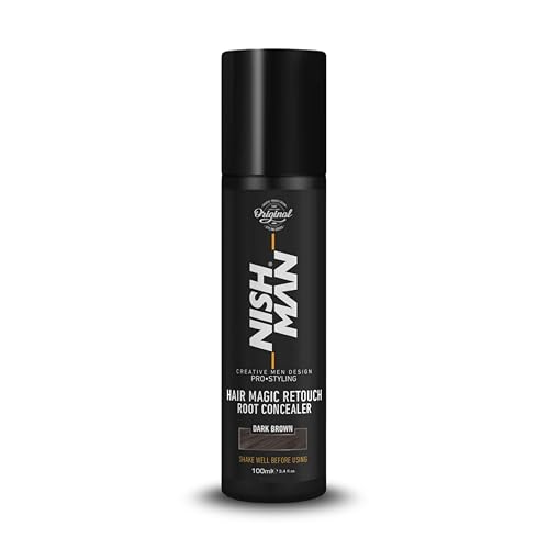NISHMAN Magic Retouch Corrector de Raíces - Marrón Oscuro 100ml - Cobertura Instantánea de Canas & Refrescante de Color para Raíces – Spray para el Cabello de Secado Rápido