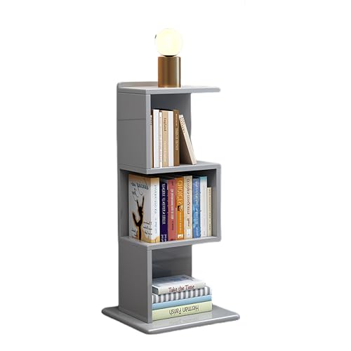 Estantería moderna de madera maciza, estantería de almacenamiento de varios niveles, diseño de combinación gratuita, soporte de esquina para libros y más