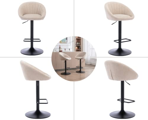 Butacos regulables giratorios EALSON, juego de 2, estilo moderno, para barra alta, con respaldo bajo y tapizado cómodo, con reposapiés metálico, color beige, para cocina o comedor miniatura 6