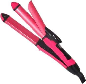 Hair Straightener and Hair Curler 2 in 1 Curl & Straight Hair Flat Iron Electric Hair Curler Hair Straightener (Pink)
