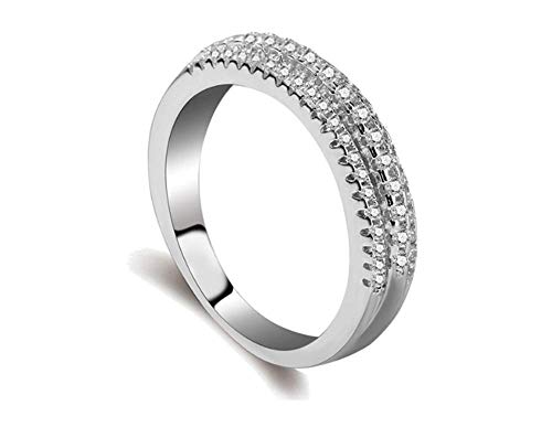 S925 Silver CZ Halo Cubic Zirconia Promise Halo Anniversary Wedding Band Engagement Ring Size 6#-10# (9#)