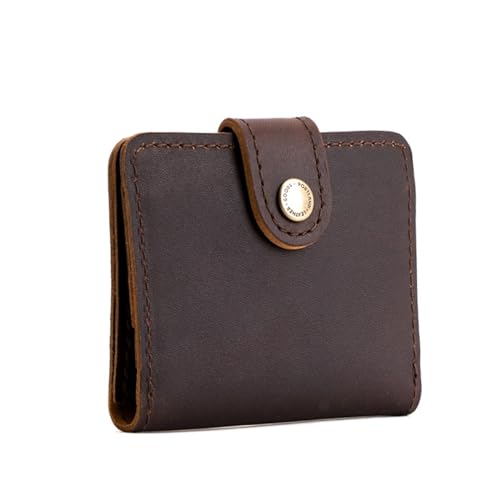 Image of Portland Leather Goods Women's Mini Bifold Wallet - Slim, Palm-Sized Design with Secure Snap Closure, 2 Card Slots, 2 Cash Slots & Zippered Coin Pocket - Grizzly