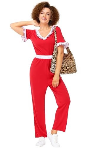 Magrank Halloween Red Top T-shirt Pants Set Movie TV Show Kick Outfits for Women Saly Malley Cosplay Costume XL