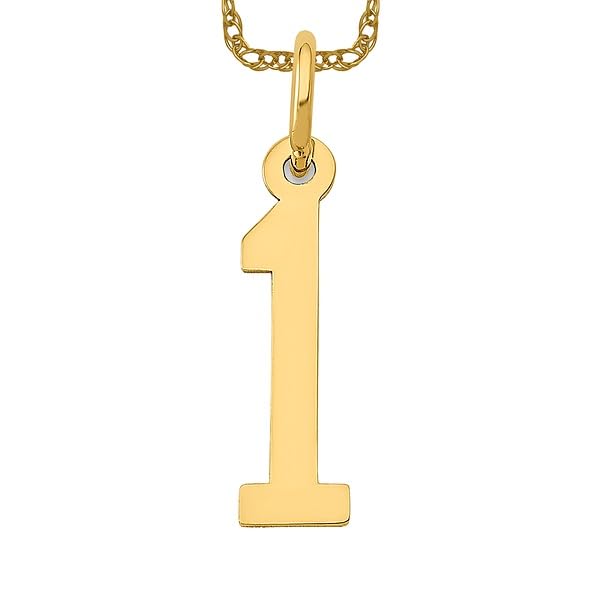 IceCarats 14K Solid Yellow Gold Number 1 Necklace Chain Pendant Charm