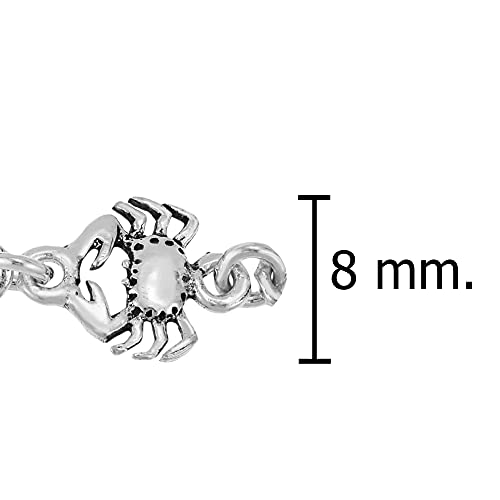 Aeravida Beach Style Crab Zodiac Sign Cancer Linked Charms .925 Sterling Silver Bracelet #TOP3