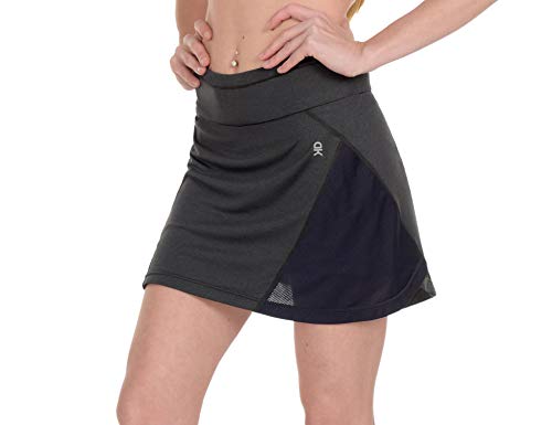 Little Donkey Andy Women's Athletic Tennis Skirt with Shorts Pockets Moisture Wicking UPF 50+ Running Workout Golf Skort Black/Navy L