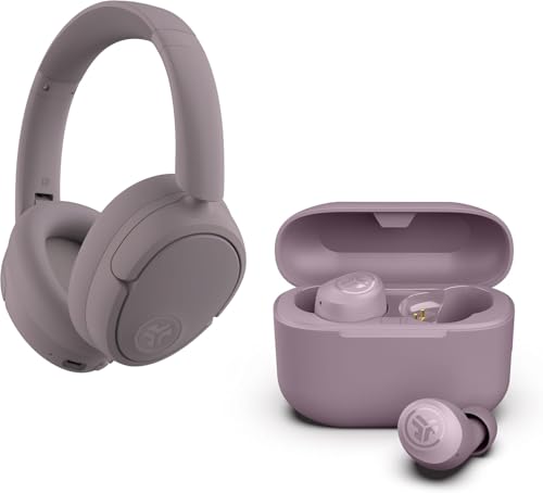Image of JLab JBuds Lux ANC Over Ear Headphones Bundle with Go Air Pop+ True Wireless Earbuds, Active Noise Cancelling, Bluetooth multipoint, Mauve