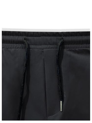 OYOANGLE Men's Drawstring Waist Cargo Pants Flap Pocket Lightweight Tactical Pants Streetwear4