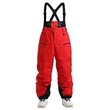 TDHLW Snowboard Cargo Pants for Men Women Winter Ski Pants Waterproof Outdoor Windproof Hiking,Red,XXL