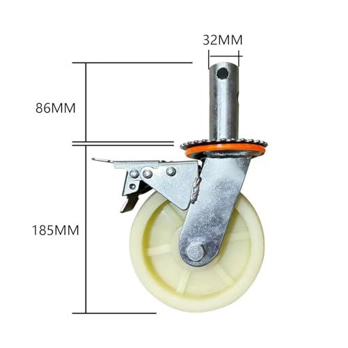 Roulette à vis pour échafaudage 6 pouces en nylon robuste avec frein - 3