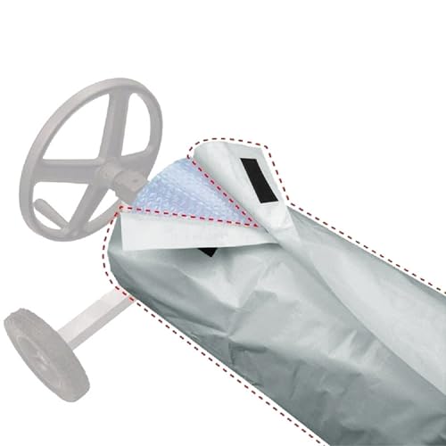 Swimming Pool Solar Blanket Reel Roller Protective Cover 490x96cm All-Season 190T Polyester Silver-Coated Waterproof Fabric for Winter and Summer Protection Outdoor Pool Accessories(gray)