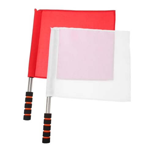 COOLHIYA Traffic Control Flags 2pcs Red/white Flags for Safety Refereeing