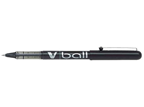 Pilot Set di 12 penne roller V Ball VB5, inchiostro liquido, punta in metallo sottile, colore: Nero
