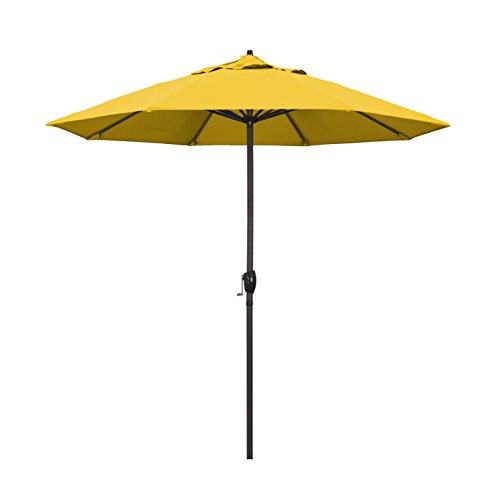 California Umbrella ATA908117-F25 9′ Olefin Fabric Aluminum Market Umbrella with Bronze Pole, Lemon, 108 X 108 X 102