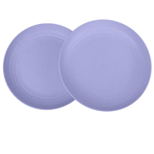 Soptalles 2 Pcs Wheat Straw Plates, 9Inch Unbreakable Dinner Plates