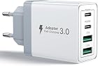 Foto di Caricatore USB C Rapido 40W 4Porto Presa USB Caricatore Multipla PD & QC3.0 Carica Cellulare, Spina Alimentatore Caricabatterie per Samsung S22 S23 S24 iPhone 15 16 14, Spinotto Muro Adattatore