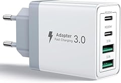 Caricatore USB C Rapido 40W 4Porto Presa USB Caricatore Multipla PD & QC3.0 Carica Cellulare, Spina Alimentatore Caricabatterie per Samsung S22 S23 S24 iPhone 15 16 14, Spinotto Muro Adattatore
