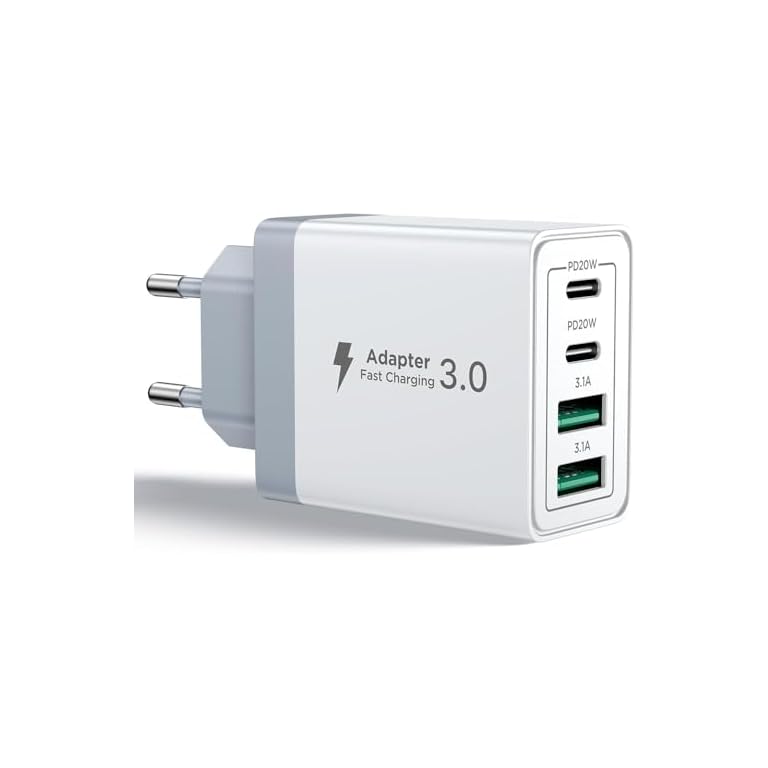 Caricatore USB-C 40W 4 Porte PD e QC 3.0 da Muro