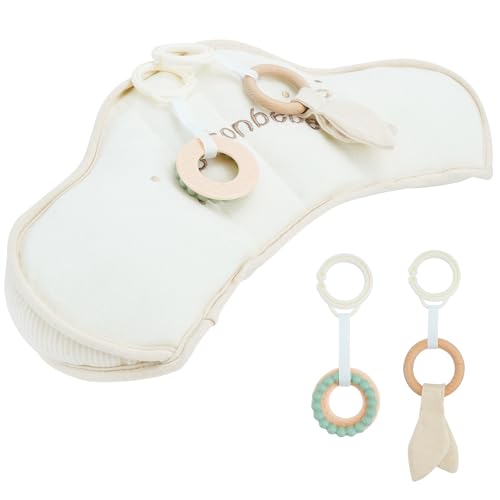 COTTONBEBE Organic Baby Tummy Time Cushion with 2 Detachable Toys for Newborn Babies,Soft Cotton Tummy Time Pillow Promotes Development, Ergonomic Design,Ideal Baby Gift