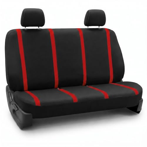Image of FH Group Car Seat Covers Rear Set Cloth - Car Seat Covers with Removable Headrest,Universal Fit,Automotive SeatCovers,Washable Car SeatCover for SUV,Sedan,Van Red
