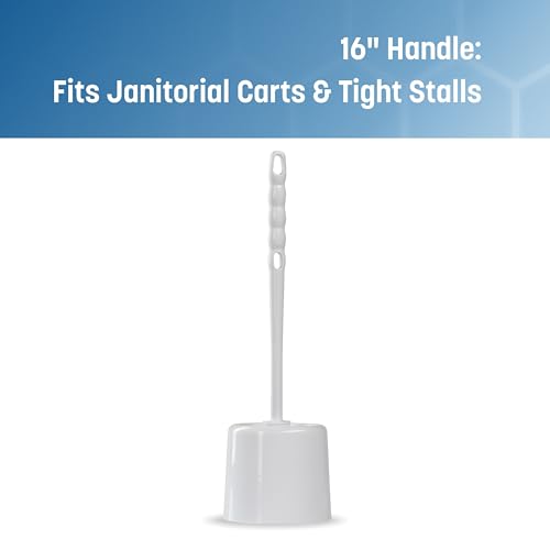Image of Sparta 16-Inch Durable Toilet Brush with Storage Holder, Bowl Brush with Caddy with Sturdy Polypropylene Bristles for Effective Cleaning, White Plastic Handle for Secure Grip, White (Pack of 24)