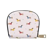Diseño elegante: hecha de piel sintética con una elegante forma de carcasa y elegante patrón impreso, esta portafolios para tarjetas Dachshund Dog Puppy No.W45 añade un toque de moda a tus accesorios diarios, lo que lo convierte en un elegante soporte para tarjetas de crédito para mujer