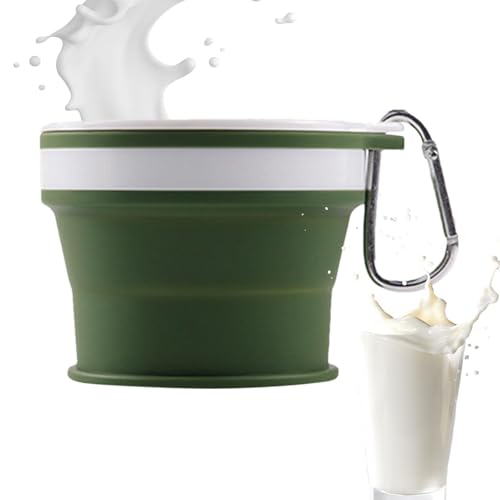 Taza de viaje plegable, tazas plegables para viajar, taza plegable de silicona reutilizable | Taza de camping a prueba de fugas, vaso para beber expandible con mosquetón para viajes