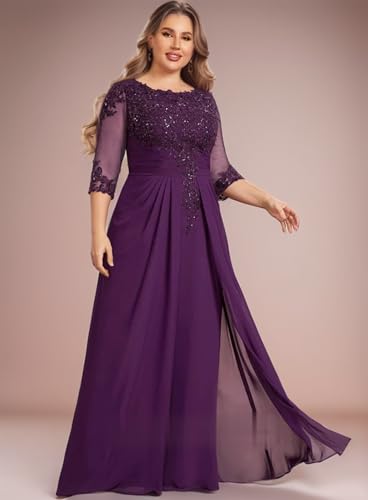 Mother of The Bride Dresses for Wedding Long Sleeve Chiffon Lace Applique Long Formal Evening Gown 20254