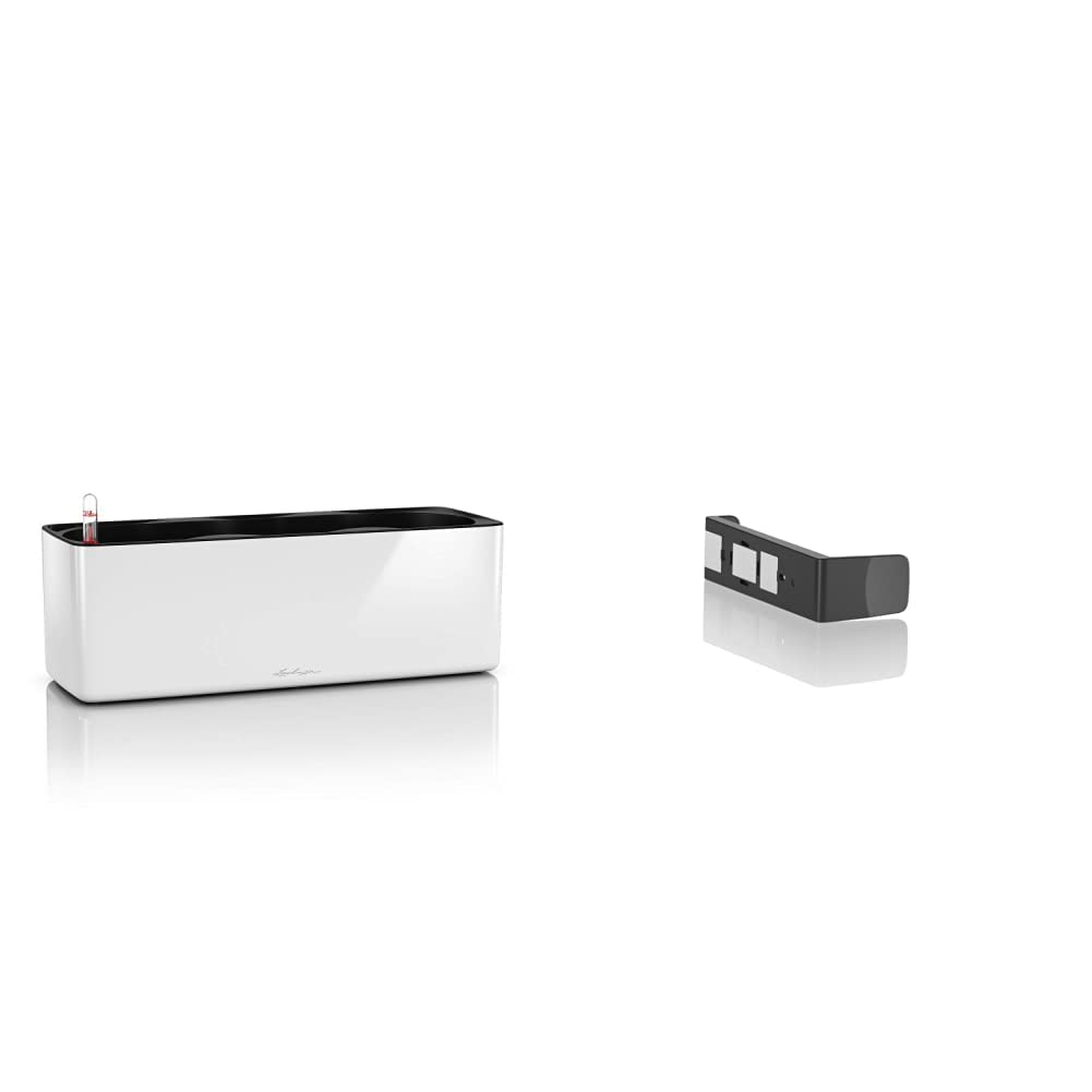 Lechuza Cube Glossy Triple, Weiß, Lackierte Oberfläche, Hochwertiger Kunststoff, Stick-Bewässerungssystem, Für Innenbereich, 13670 & Magnethalter (Zubehör, Erweiterung), schwarz