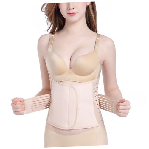 FRCOLOR Belly Recovery Belt Women's Abdomen Belt Postpartum Support Girdle Lumbar Support Waist Trimmer Made of Stretchable Breathable Materials Size (reinforce Pattern) Beige