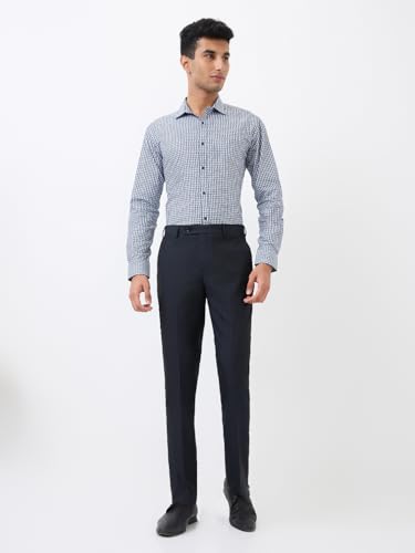 Image of Park Avenue Men Straight Neo Fit Poly Viscose Blend Structure Pattern Flat Front Formal Trouser