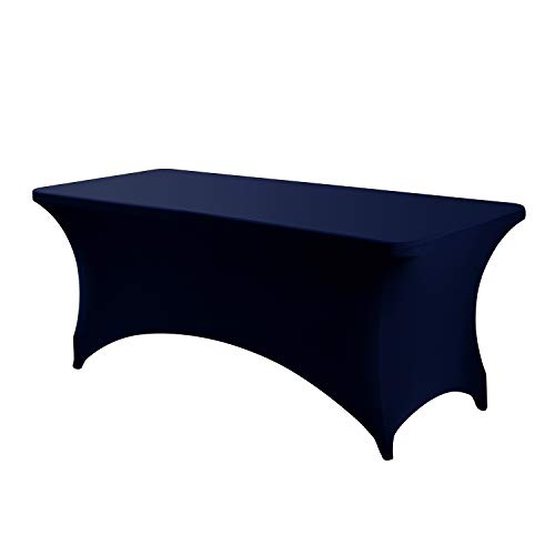 Image of Peomeise 8FT Spandex Table Cover Rectangular Stretch Spandex Tablecloth (Navy,8FT)