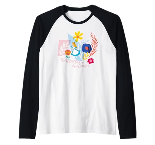 T-shirt Raglan Disney Alice in Wonderland vêtement baseball imprimé vintage col rond